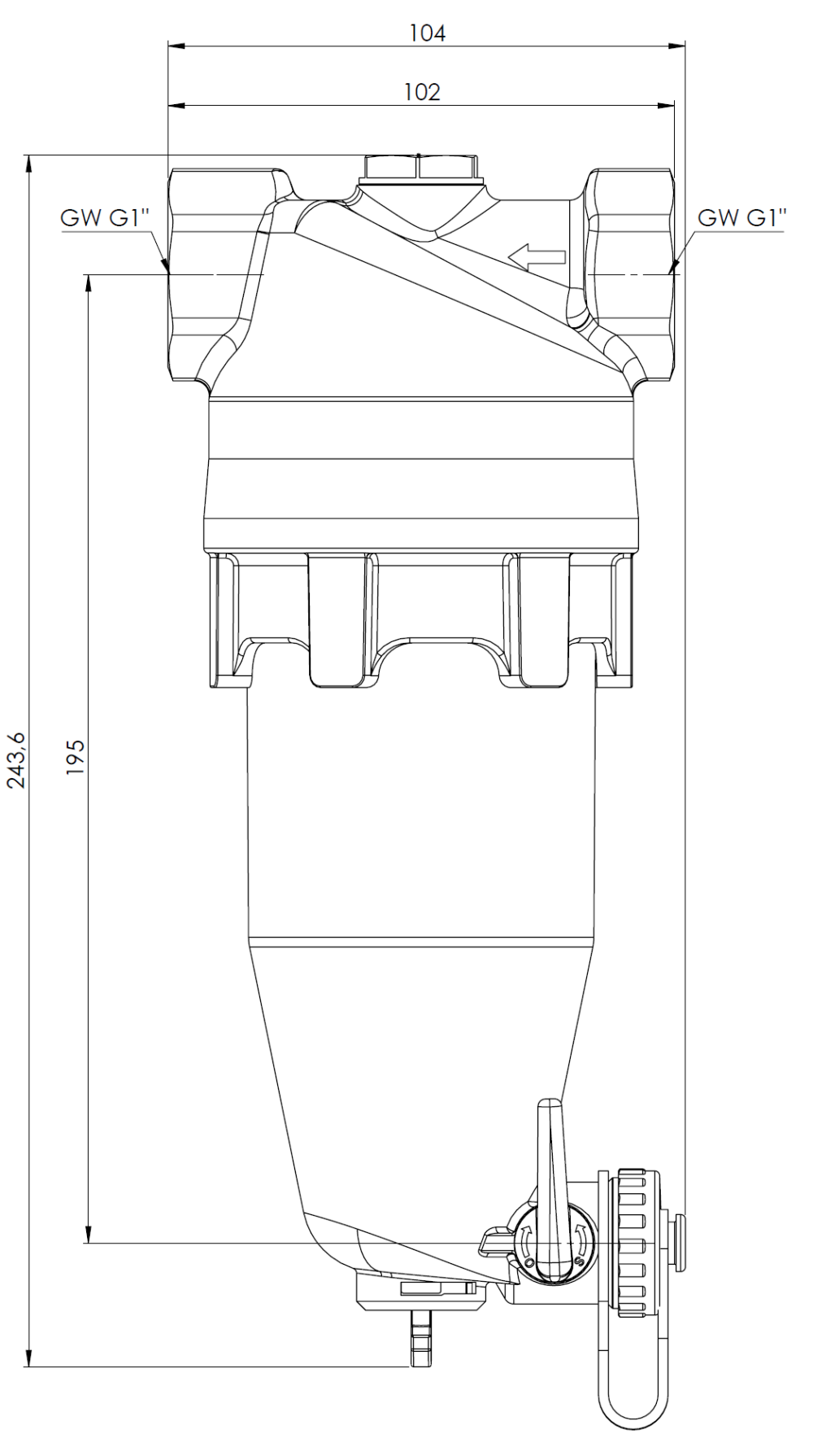 7718000 Магнитный сепаратор шлама ADS 180 HP для тепловых насосов, ВРП1", Kvs 17,1 м³/час - Размеры AFRISO 1