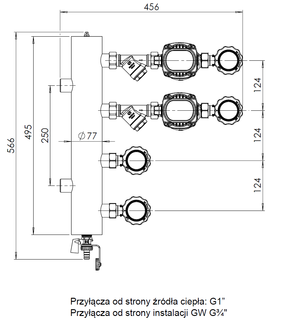 9090020 Смесительный набор с гидрострелкой BPS 900 AP, два контура без смешивания, насосы AFRISO APH 160 - Размеры AFRISO 1