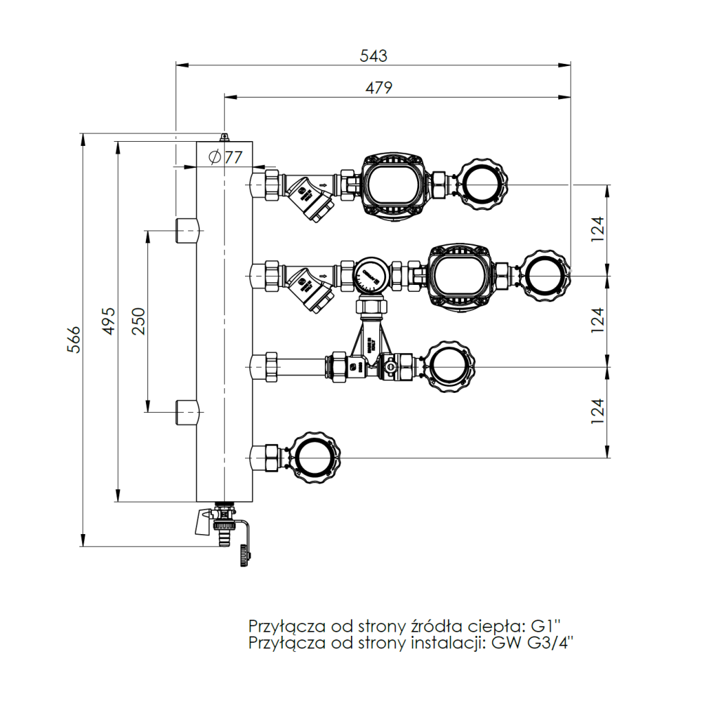 9090620 Смесительный набор с гидрострелкой BPS 906 AP, контур без смешивания и с поворотным клапаном ARV Vario ProClick 362, насосы AFRISO APH 160 - Размеры AFRISO 1