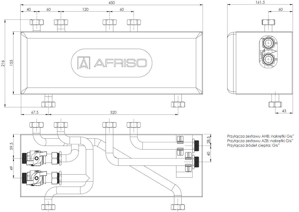7611000 Соединитель PrimoBox AJB 110 с изоляцией для объединения наборов AHB и AZB - Размеры AFRISO 1