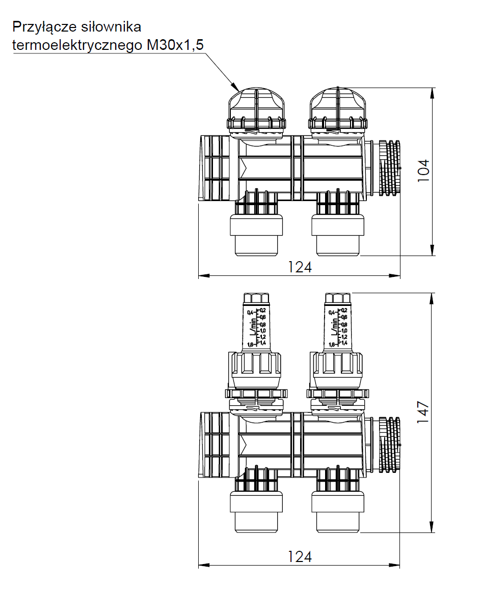 81252 Расширение коллектора ProCalida EF1 K на 2 контура - Размеры AFRISO 1