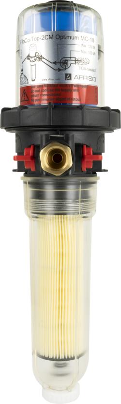 Масляный фильтр со встроенным воздухоотводчиком FloCo-Top-2CM Optimum MC-18, соединение НР3/8" x ВР3/8", длинный фильтрующий элемент Opticlean MC-18, 5-20 мкм