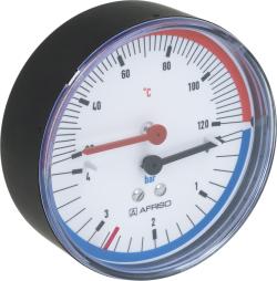 Термоманометр TM 80, fi80 мм, 0÷4 бар, 20÷120°C, НР1/4", ax, кл. 2,5