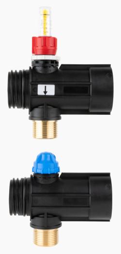 Один контур коллектора ProCalida IN 1 1/2", межосевое расстояние 100 мм, НР1", ротаметр 4÷20 л/мин