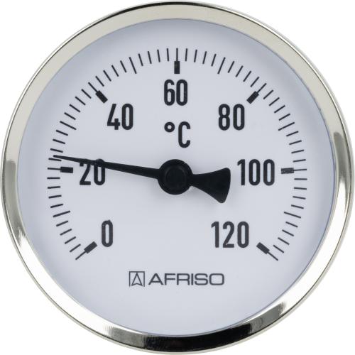 63807 Термометр биметаллический BiTh 80, fi80 мм, 0÷120°C, L 63 мм, НР1/2", ax, кл. 2 - Фотогалерея AFRISO 1