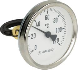 Термометр биметаллический накладной ATh 63 F, fi63 мм, 0÷120°C, для труб 3/8"÷1 1/2", ax, кл. 2
