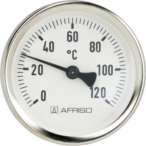 63822 Термометр биметаллический накладной ATh 63 F, fi63 мм, 0÷120°C, для труб 3/8"÷1 1/2", ax, кл. 2 - Фотогалерея AFRISO 1