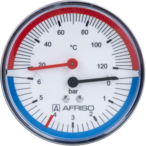 63342 Термоманометр TM 80, fi80 мм, 0÷6 бар, 20÷120°C, НР1/4", ax, кл. 2,5 - Фотогалерея AFRISO 1