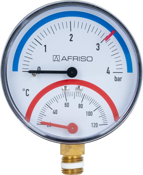 63337 Термоманометр TM 80, fi80 мм, 0÷4 бар, 20÷120°C, НР1/4", ax, кл. 2,5 - Фотогалерея AFRISO 1