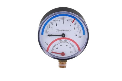 63338 Термоманометр TM 80, fi80 мм, 0÷6 бар, 20÷120°C, НР1/4", ax, кл. 2,5 - Фотогалерея AFRISO 1