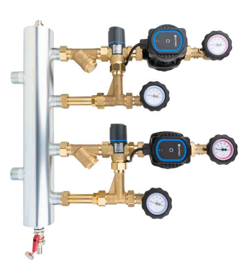 Смесительный набор с гидрострелкой BPS 911 AP, два контура с термостатическим клапаном ATM 561, насосы AFRISO APH 160
