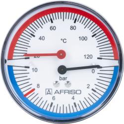 Термоманометр TM 80, fi80 мм, 0÷10 бар, 20÷120°C, НР1/4", ax, кл. 2,5