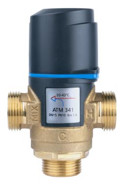 Термостатический смесительный клапан ATM 341, DN15, НРП3/4", 20÷43°C, Kvs 1,6 м³/ч
